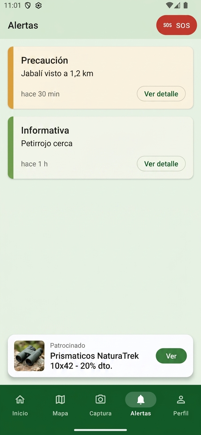 Bandeja de alertas de proximidad